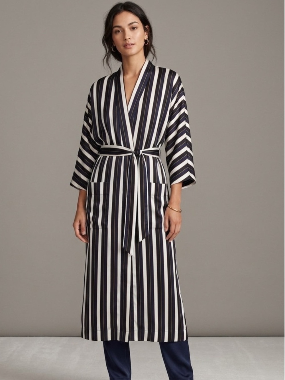 ARITZIA Wilfred DURANTE Robe-Navy, White & Brown (Small)